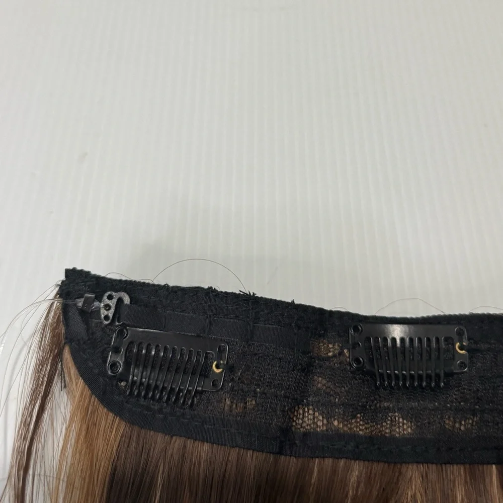 Halo Wavy Hair Extensions Chesnut Brown with Medium Blonde Highlights 18 In